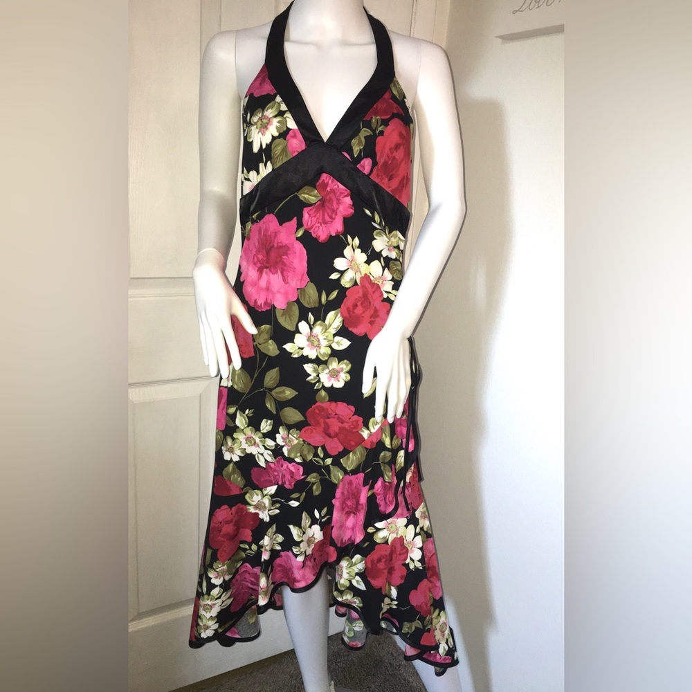 #1 Black dress with flowers custom  made in Kyrgyzstan.  See pictures for sizing - Picture 4 of 11